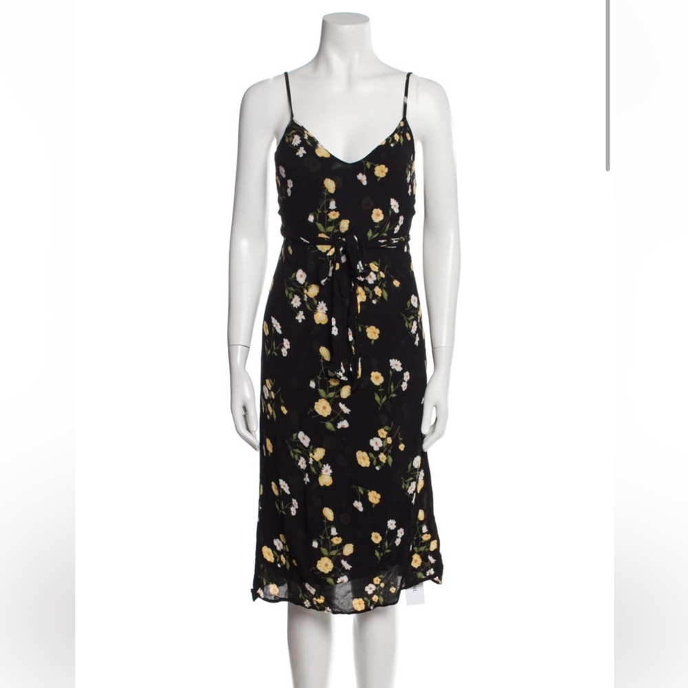 Reformation Black Floral Midi Dress